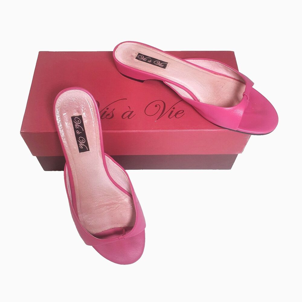 Vintage Vis A Vie Women’s Sandals Size 7M Pink Leather Toe Split Slip-On "Ariel" - Picture 11 of 11